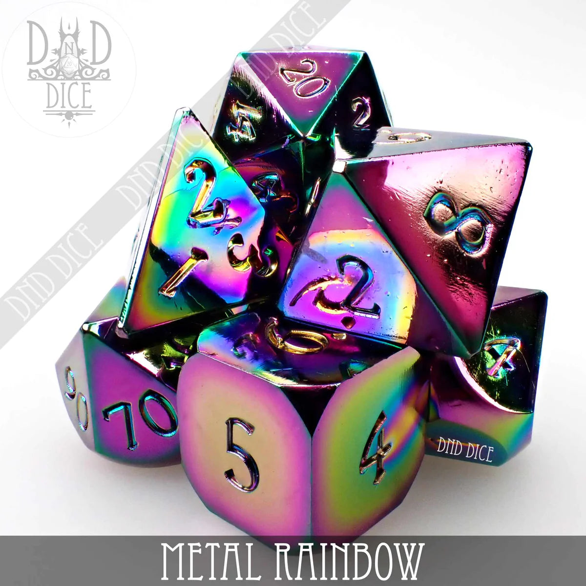 DND Dice Poly 7 Metal Dice Set: Rainbow | Dragon's Lair Comics and Fantasy Houston TX