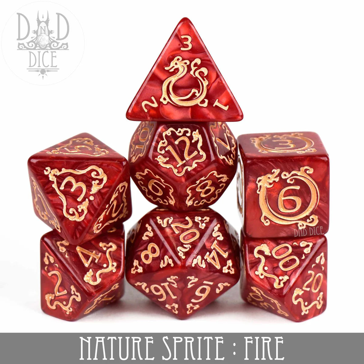 DND Dice 7 Dice Set: Nature Sprite: Fire | Dragon's Lair Comics and Fantasy Houston TX