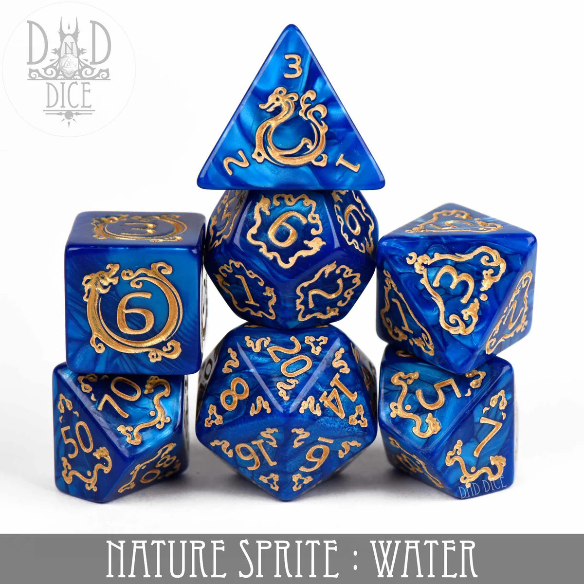 DND Dice 7 Dice Set: Nature Sprite: Water | Dragon's Lair Comics and Fantasy Houston TX