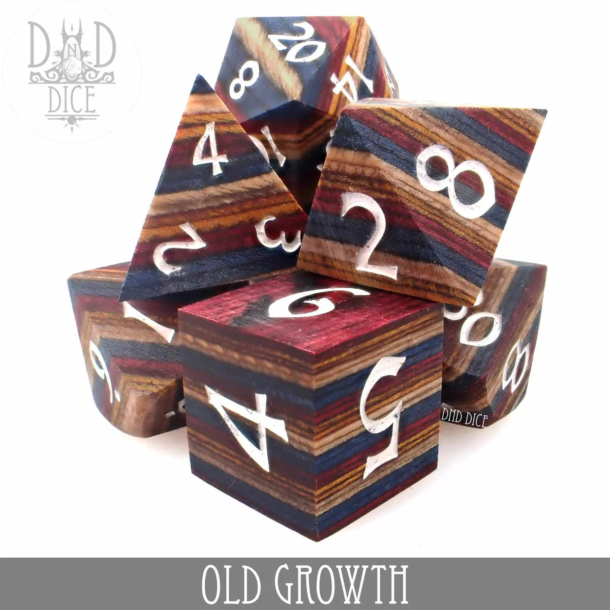 DND Dice Poly 7 Set: Old Growth Wooden Set | Dragon's Lair Comics and Fantasy Houston TX