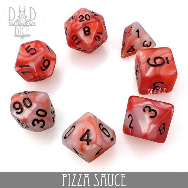 DND Dice Poly 7 Dice Set: Pizza Sauce | Dragon's Lair Comics and Fantasy Houston TX