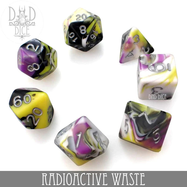 DND Dice Poly 7 Dice Set: Radioactive Waste | Dragon's Lair Comics and Fantasy Houston TX