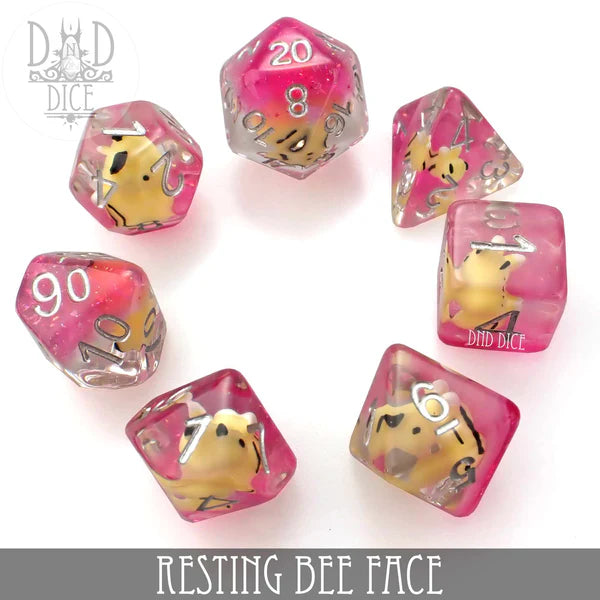 DND Dice Poly 7 Dice Set: Resting Bee Face | Dragon's Lair Comics and Fantasy Houston TX