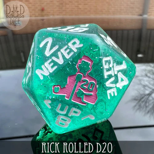 DND Dice Rick Rolled 34mm D20 | Dragon's Lair Comics and Fantasy Houston TX