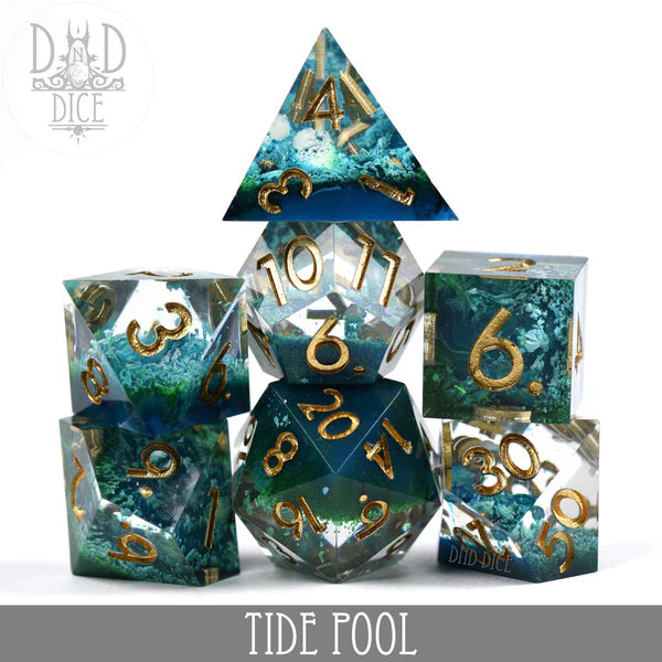 DND Dice Poly 7 Dice Set: Tide Pool (Handmade) | Dragon's Lair Comics and Fantasy Houston TX