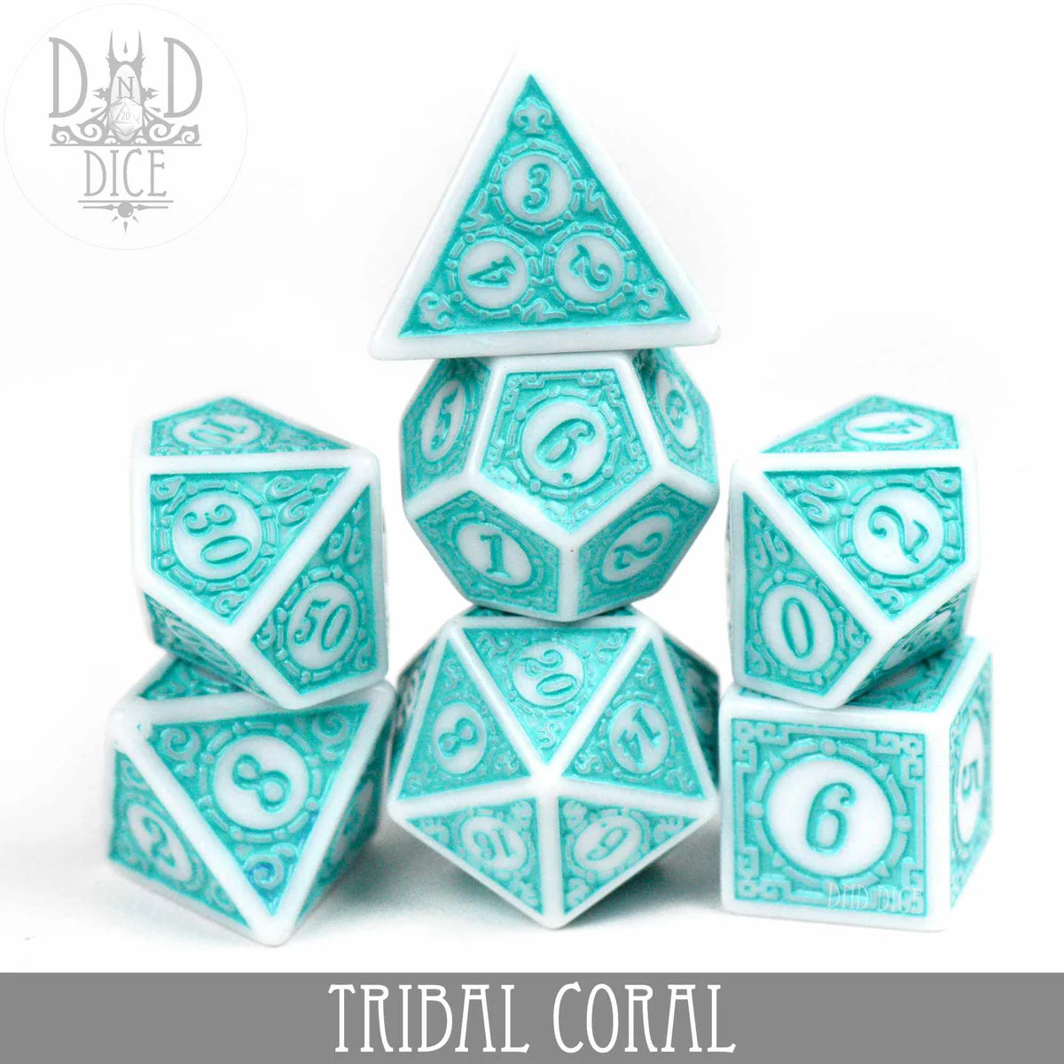 DND Dice Poly 7 Dice Set: Tribal Coral | Dragon's Lair Comics and Fantasy Houston TX