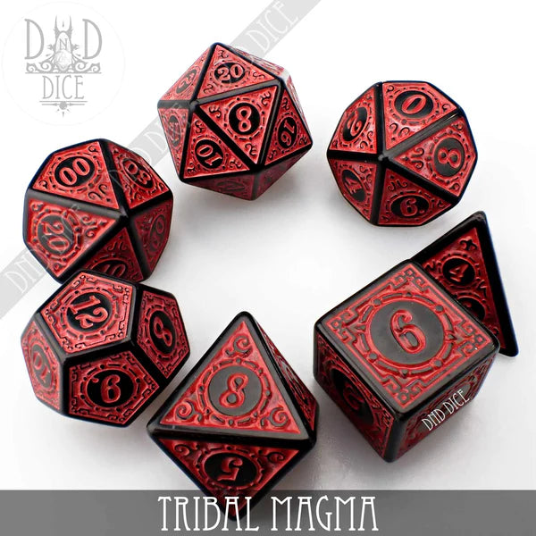 DND Dice Poly 7 Dice Set: Tribal Magma | Dragon's Lair Comics and Fantasy Houston TX