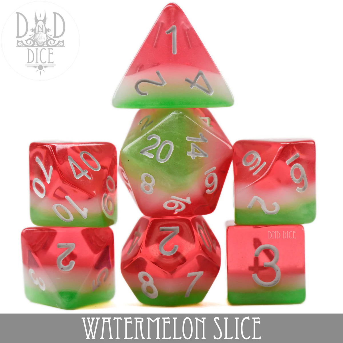 DND Dice: Watermelon Slice 7 Poly Set | Dragon's Lair Comics and Fantasy Houston TX