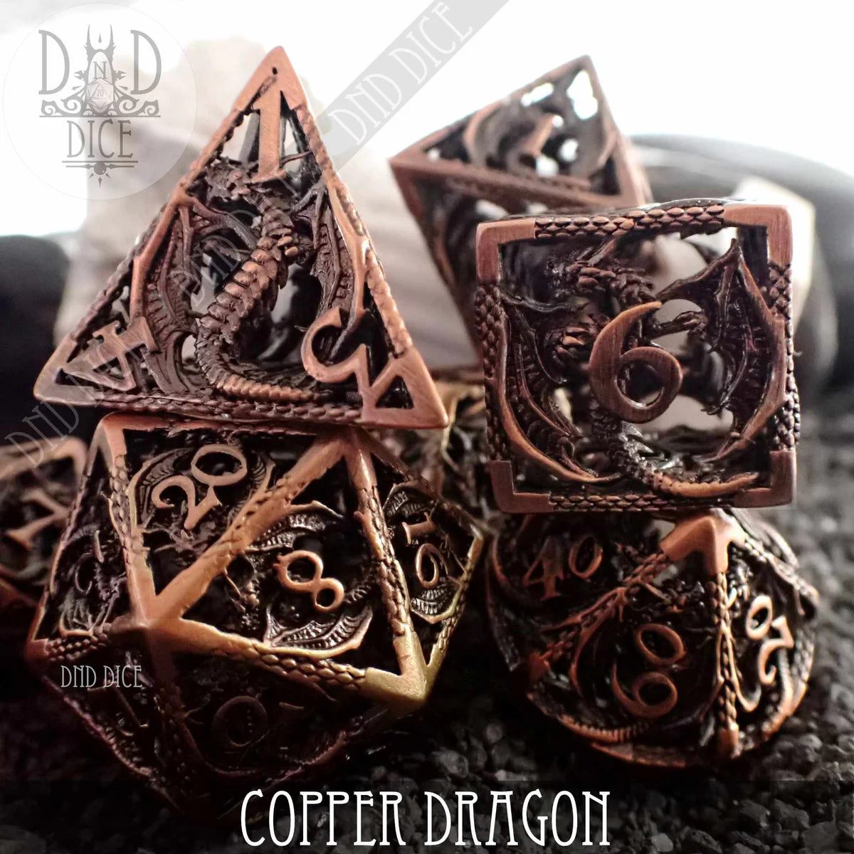 DND Dice Metal Set: Copper Dragon | Dragon's Lair Comics and Fantasy Houston TX