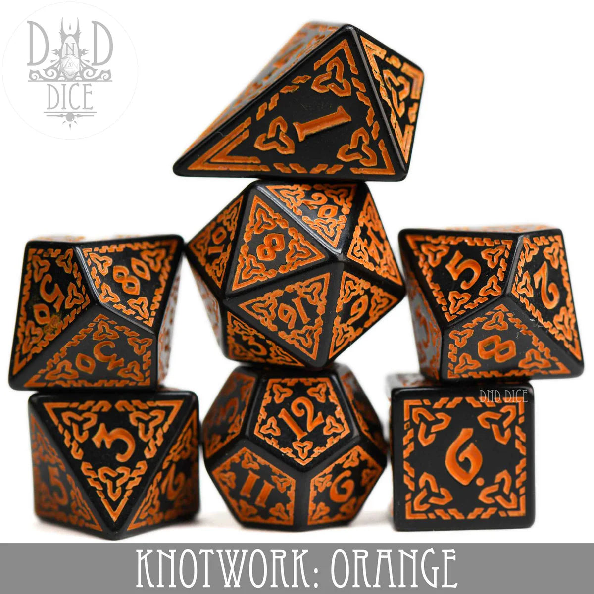 DND Dice 7 Dice Set: Knotwork Orange | Dragon's Lair Comics and Fantasy Houston TX