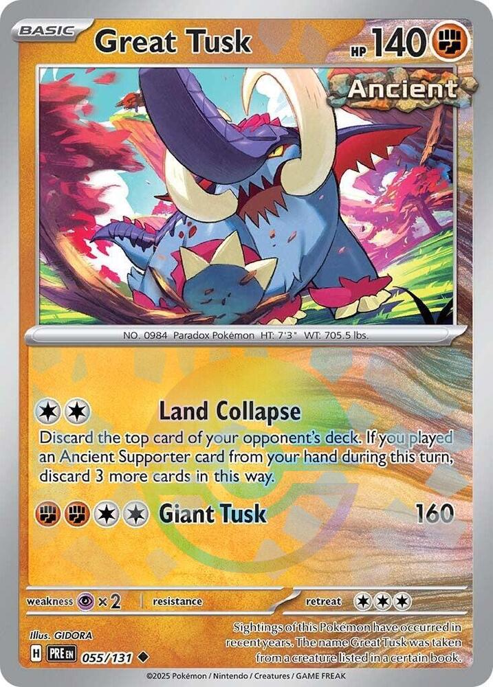 Great Tusk (055/131) (Poke Ball Pattern) [Scarlet & Violet: Prismatic Evolutions] | Dragon's Lair Comics and Fantasy Houston TX