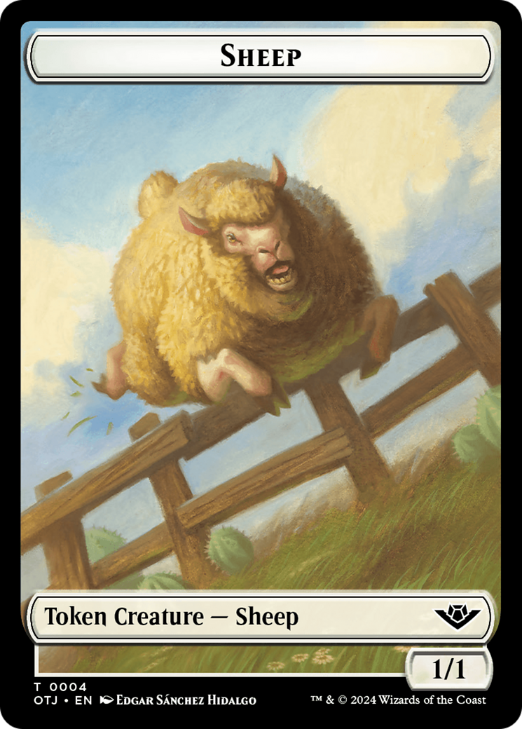 Treasure // Sheep Double-Sided Token [Outlaws of Thunder Junction Tokens] | Dragon's Lair Comics and Fantasy Houston TX