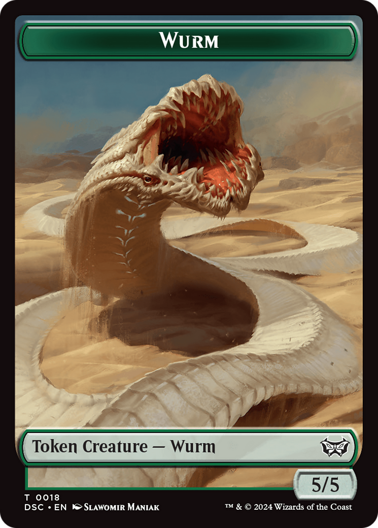 Wurm (0018) // Fractal Double-Sided Token [Duskmourn: House of Horror Commander Tokens] | Dragon's Lair Comics and Fantasy Houston TX