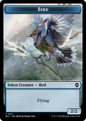 Bird (011) // Fish Double-Sided Token [Bloomburrow Commander Tokens] | Dragon's Lair Comics and Fantasy Houston TX