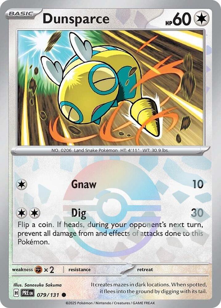 Dunsparce (079/131) (Poke Ball Pattern) [Scarlet & Violet: Prismatic Evolutions] | Dragon's Lair Comics and Fantasy Houston TX