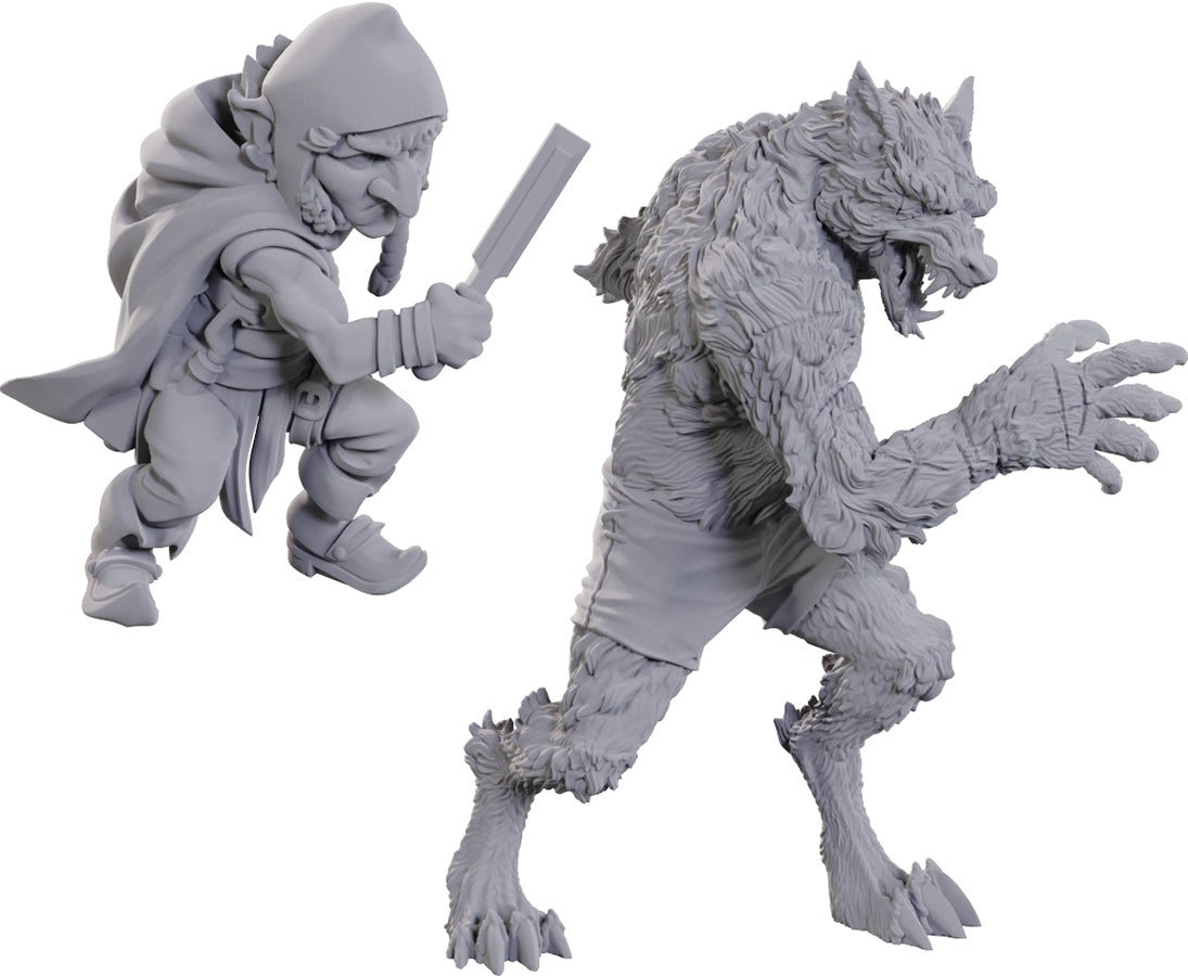 Wizkids Dungeons and Dragons Nolzur`s Unpainted Miniatures: W23 Chetney Pock O'Pea and Werewolf | Dragon's Lair Comics and Fantasy Houston TX