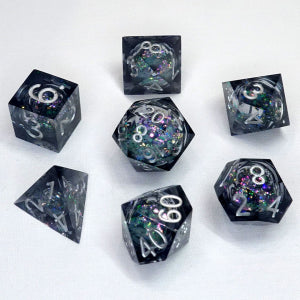 Chronicle Liquid Core Poly 7 Dice Set: Molten Obsidian | Dragon's Lair Comics and Fantasy Houston TX