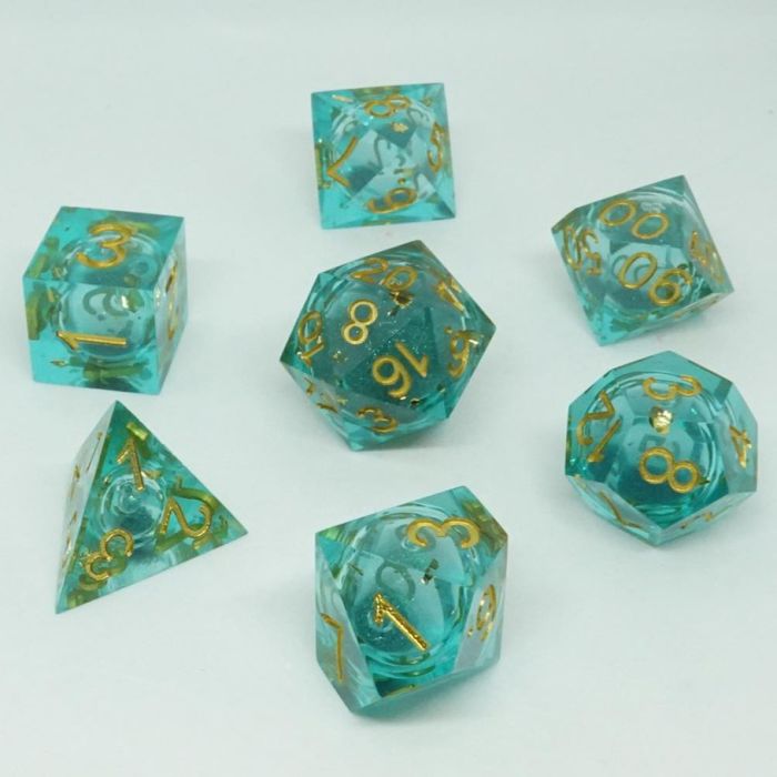 Chronicle Liquid Core Poly 7 Dice Set: Molten Lagoon | Dragon's Lair Comics and Fantasy Houston TX