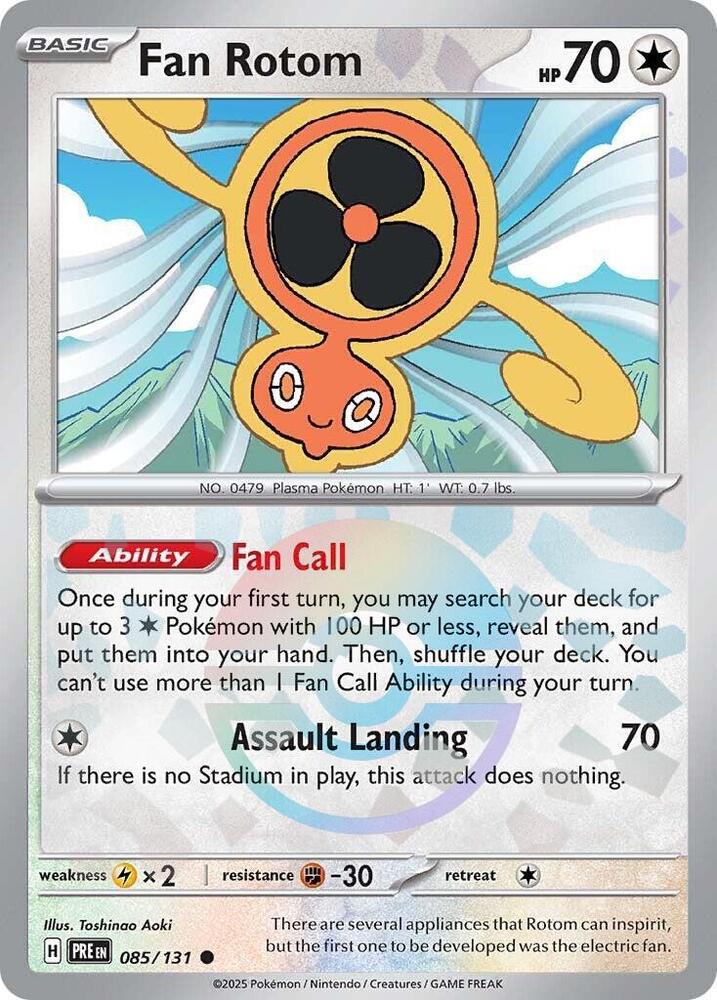 Fan Rotom (085/131) (Poke Ball Pattern) [Scarlet & Violet: Prismatic Evolutions] | Dragon's Lair Comics and Fantasy Houston TX