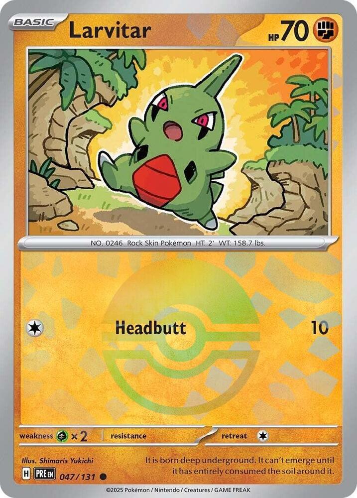 Larvitar (047/131) (Poke Ball Pattern) [Scarlet & Violet: Prismatic Evolutions] | Dragon's Lair Comics and Fantasy Houston TX