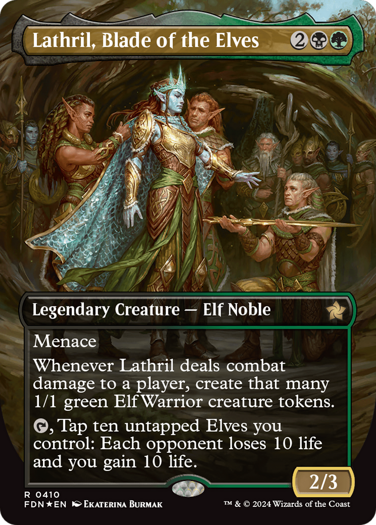 Lathril, Blade of the Elves (Borderless) (Mana Foil) [Foundations] | Dragon's Lair Comics and Fantasy Houston TX