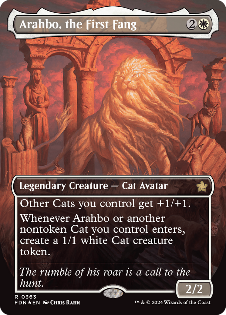 Arahbo, the First Fang (Borderless) (Mana Foil) [Foundations] | Dragon's Lair Comics and Fantasy Houston TX