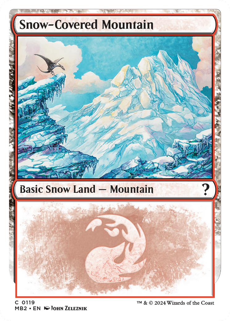 Snow-Covered Mountain (White Border) [Mystery Booster 2] | Dragon's Lair Comics and Fantasy Houston TX