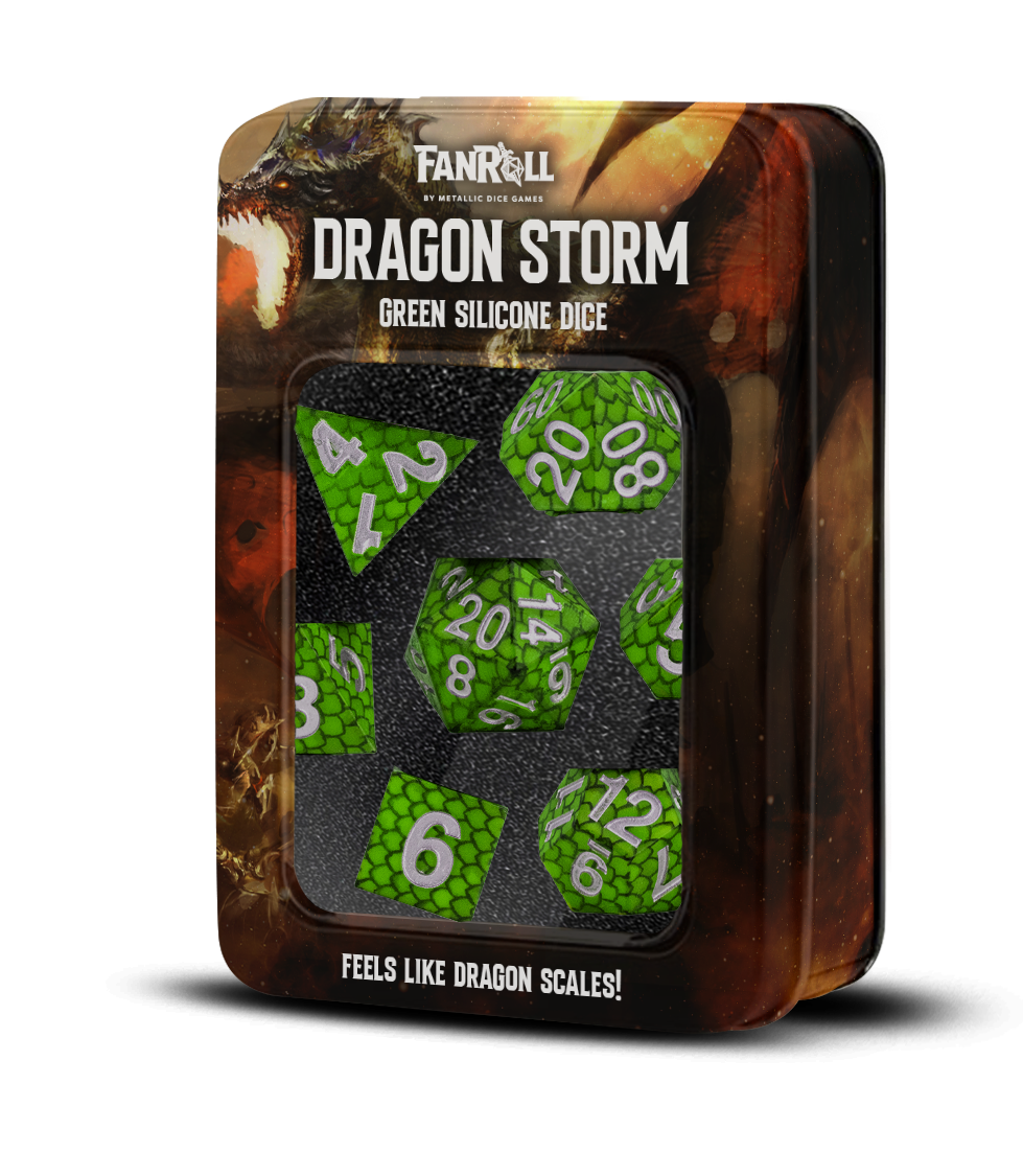 Fanroll Dragon Storm Silicon Dice Set: Green Dragon Scales | Dragon's Lair Comics and Fantasy Houston TX