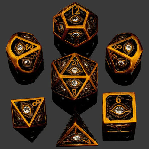 Hymgho Dragon Eye Hollow Metal Dice Set - White Gems | Dragon's Lair Comics and Fantasy Houston TX