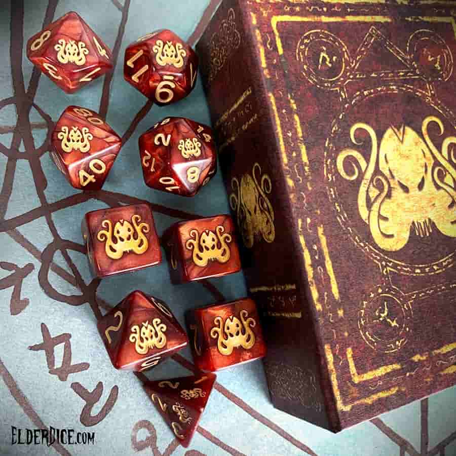 Elder Dice: Brand of Cthulhu Poly 7 Red | Dragon's Lair Comics and Fantasy Houston TX