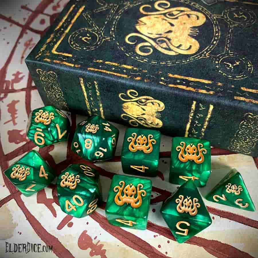 Elder Dice: Brand of Cthulhu Poly 7 Drowned Green | Dragon's Lair Comics and Fantasy Houston TX