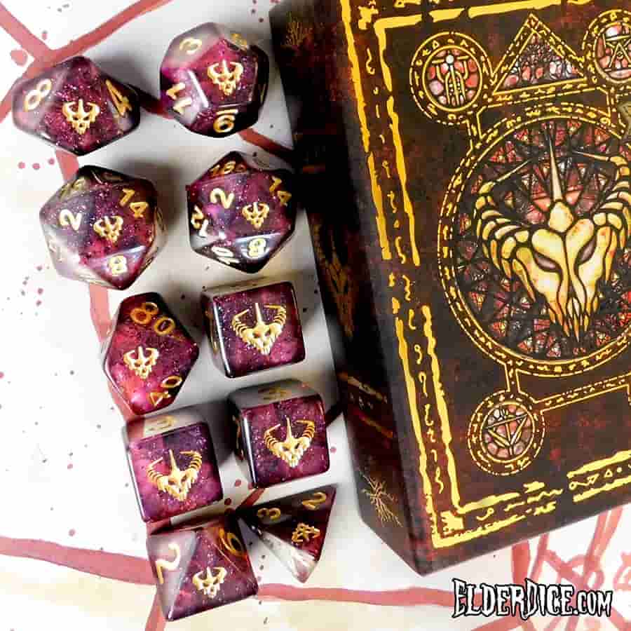 Elder Dice: Crown of the Night Mother Poly 7 Set Glass and Wax | Dragon's Lair Comics and Fantasy Houston TX