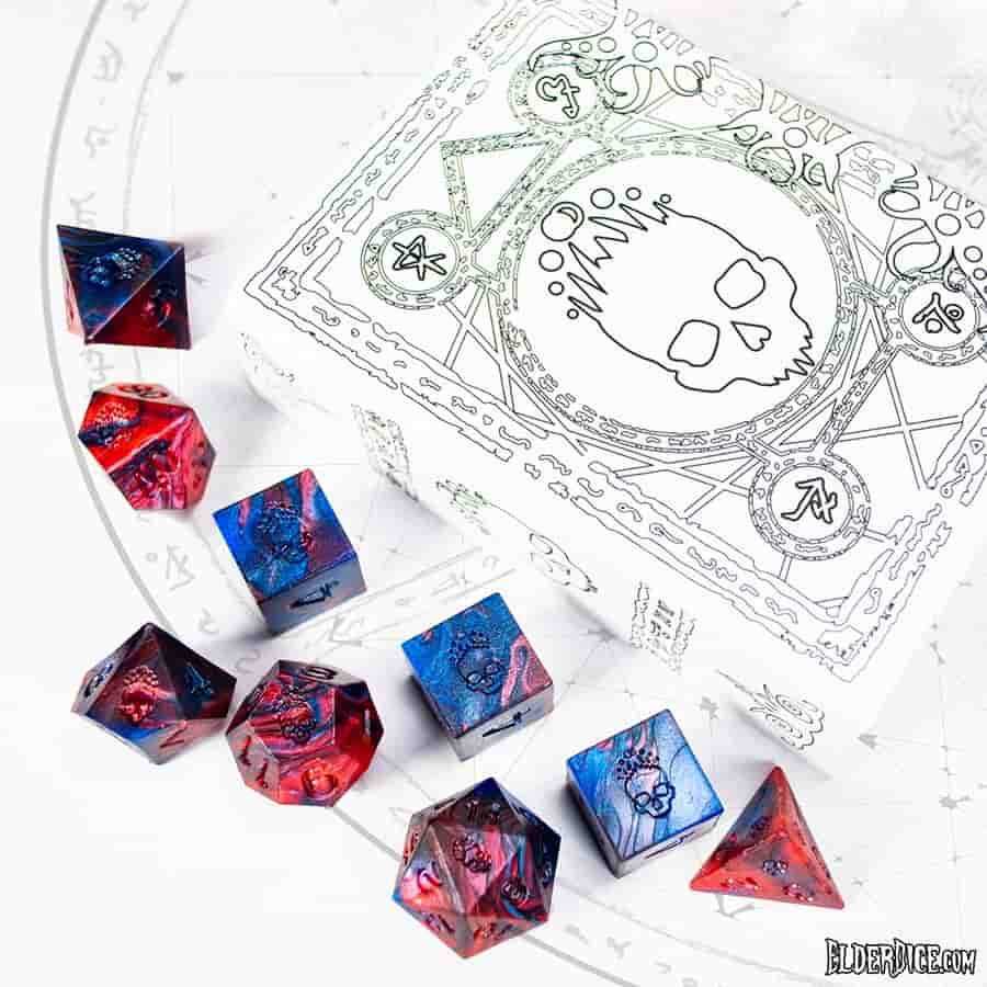 Elder Dice: Mark of the Necronomicon Poly 7 Set Blood and Magick Raw | Dragon's Lair Comics and Fantasy Houston TX