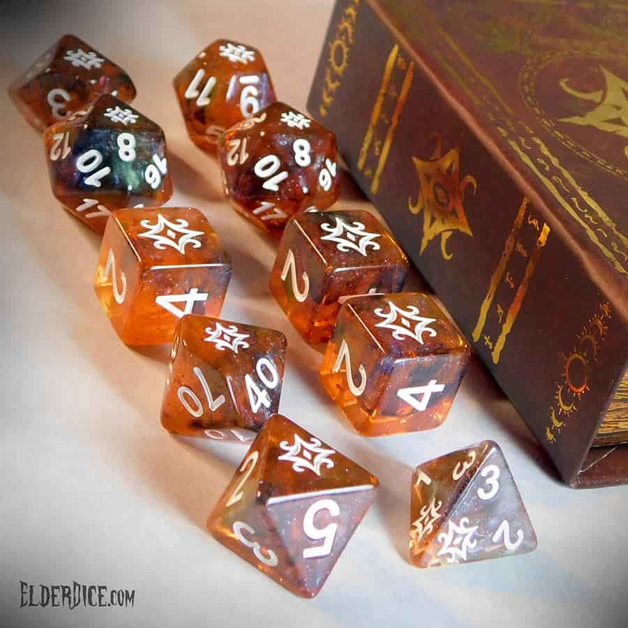 Elder Dice: Star of Azathoth Poly 7 Set Glass and Wax | Dragon's Lair Comics and Fantasy Houston TX