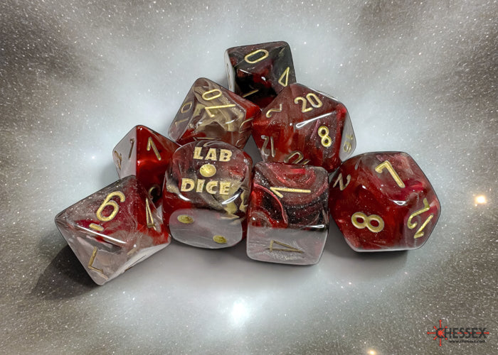 Chessex Lab Dice 8 Borealis Cosmos/gold Polyhedral 7-Dice Set (with bonus die) | Dragon's Lair Comics and Fantasy Houston TX