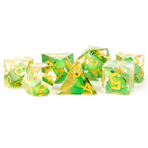 Fanroll Poly 7 Sharp Edge Dice Set: Frog Dice | Dragon's Lair Comics and Fantasy Houston TX