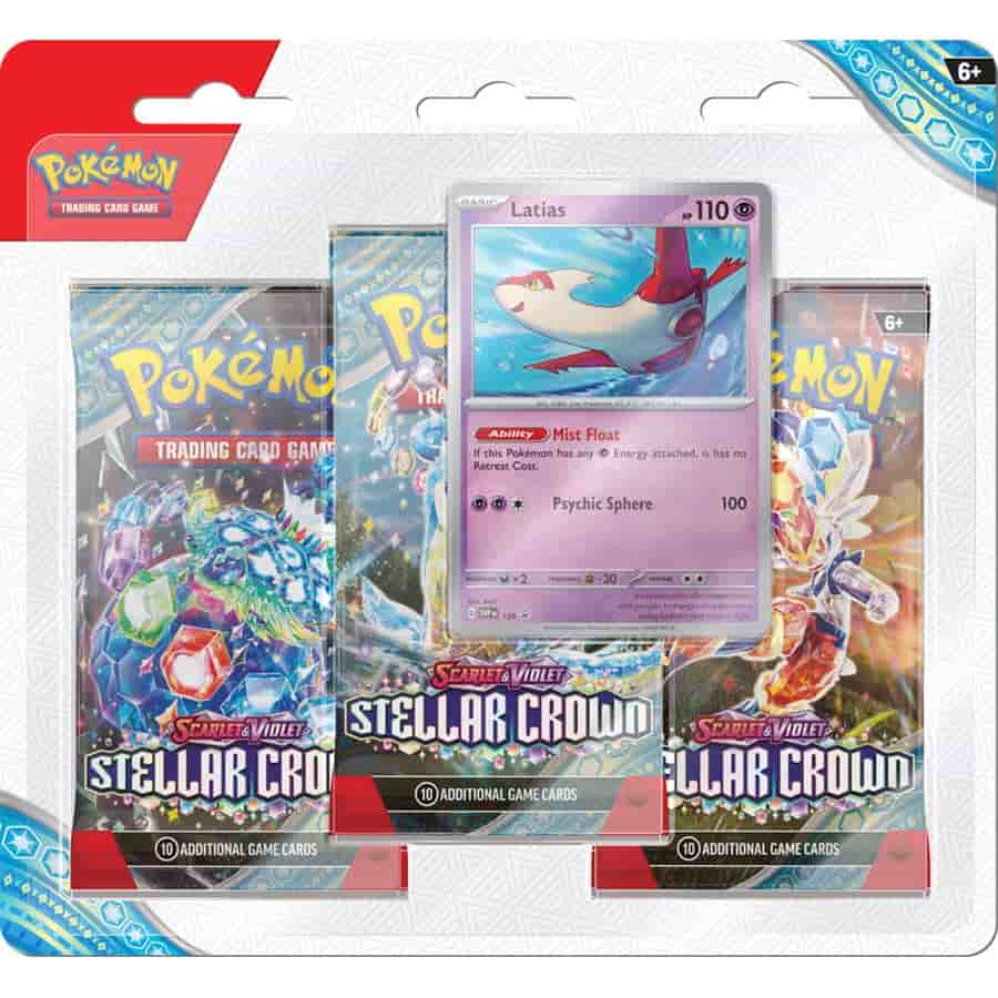 Pokemon TCG: Scarlet & Violet - Stellar Crown 3-Pack Blister | Dragon's Lair Comics and Fantasy Houston TX