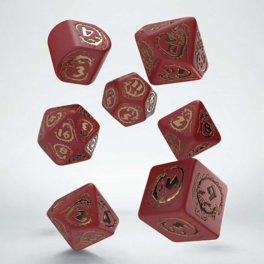 Q Workshop Dragon's Modern Dice Set Red and Gold | Dragon's Lair Comics and Fantasy Houston TX