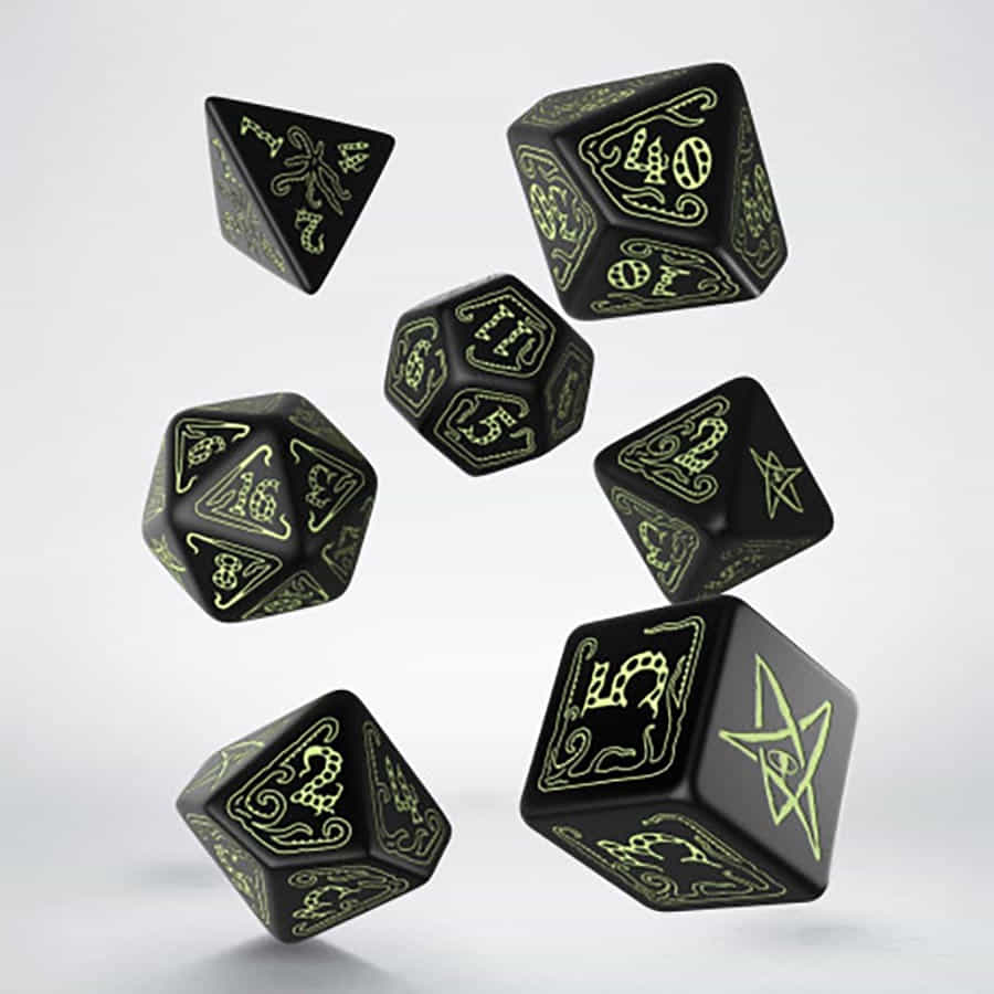 Q Workshop Call of Cthulhu Black and Green Dice Set | Dragon's Lair Comics and Fantasy Houston TX