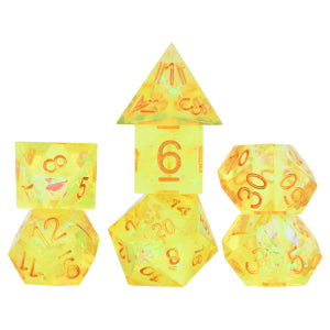 Sirius Dice Sharp Edge Poly 7 Set: Yellow Fairy | Dragon's Lair Comics and Fantasy Houston TX