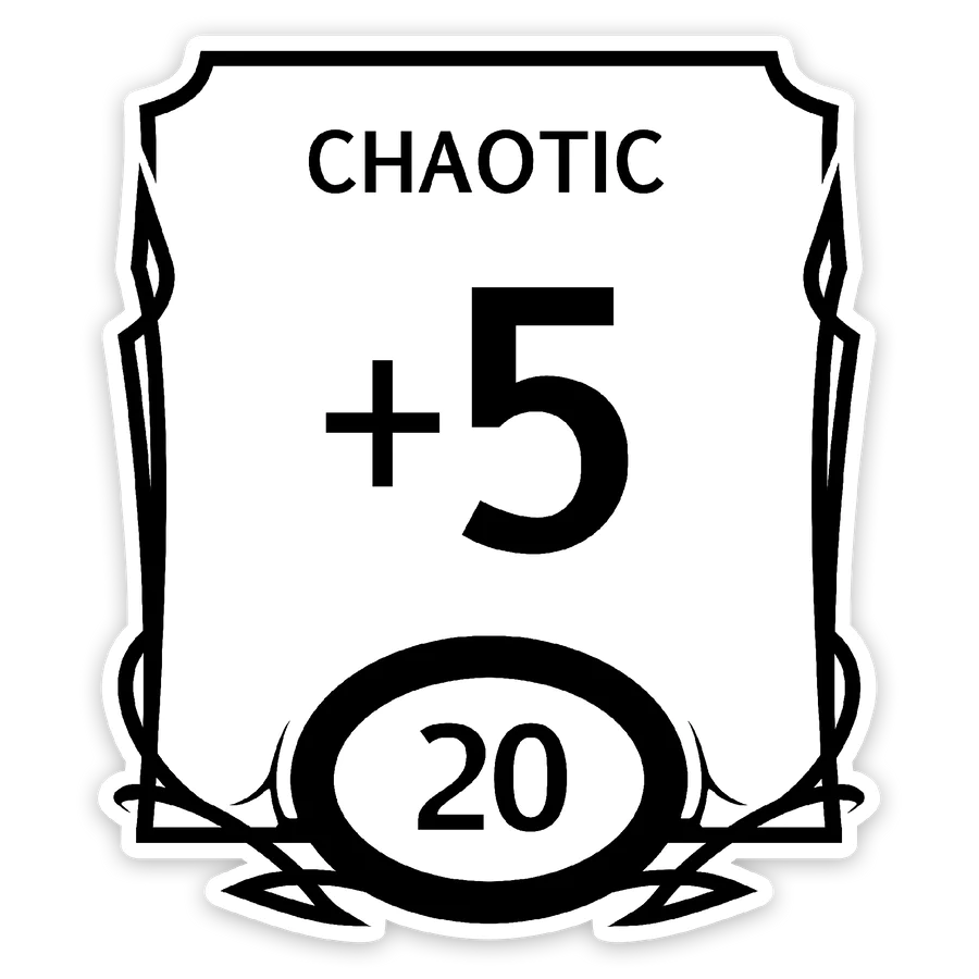 Forged Gaming: Stat Block Waterproof Die Cut Vinyl Sticker: Chaotic | Dragon's Lair Comics and Fantasy Houston TX