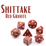 Level Up Dice Shiitake Red Granite Gemstone Poly 7 Dice Set | Dragon's Lair Comics and Fantasy Houston TX