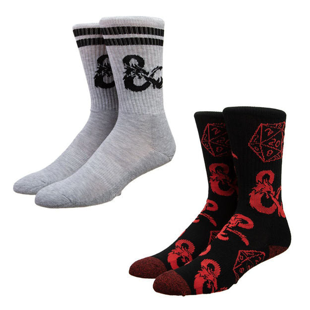 Bioworld Dungeons & Dragons 2 Pair Crew Socks | Dragon's Lair Comics and Fantasy Houston TX