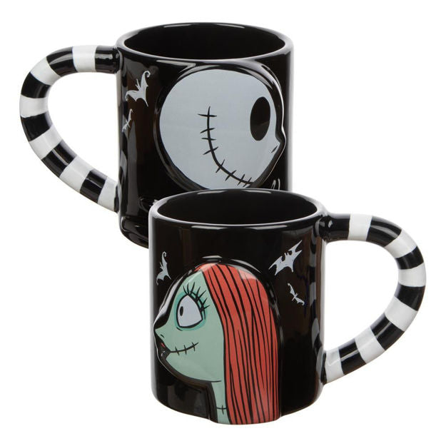 Bioworld The Nightmare Before Christmas Jack & Sally 20 oz. Sculpted Ceramic Mugs - Set of 2 | Dragon's Lair Comics and Fantasy Houston TX