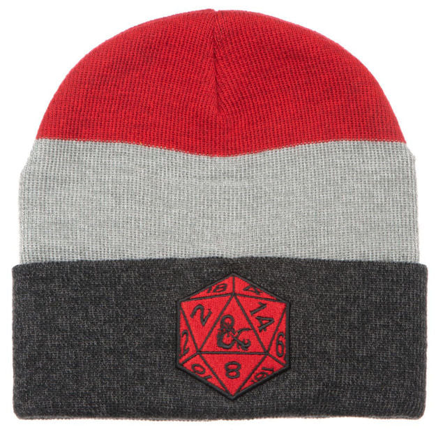 Bioworld Dungeons and Dragons Striped Beanie with D20 | Dragon's Lair Comics and Fantasy Houston TX