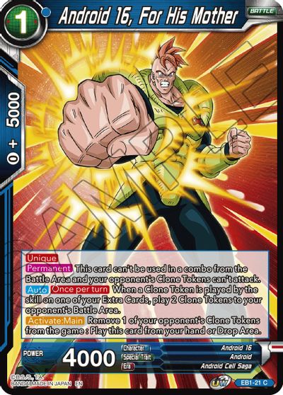 Android 16, For His Mother (EB1-21) [Battle Evolution Booster] | Dragon's Lair Comics and Fantasy Houston TX