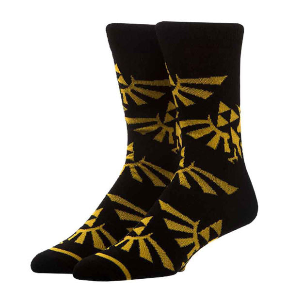 Bioworld Zelda Hyrule Triforce Logo Black Crew Socks | Dragon's Lair Comics and Fantasy Houston TX