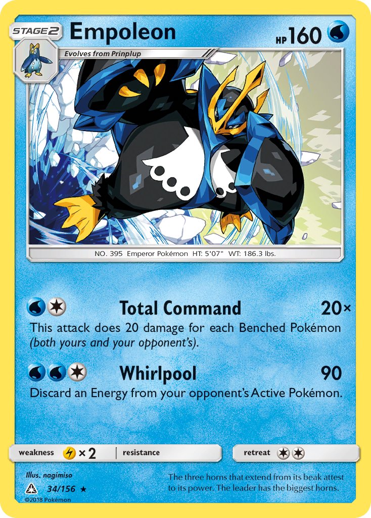 Empoleon (34/156) (Cracked Ice Holo) (Theme Deck Exclusive) [Sun & Moon: Ultra Prism] | Dragon's Lair Comics and Fantasy Houston TX