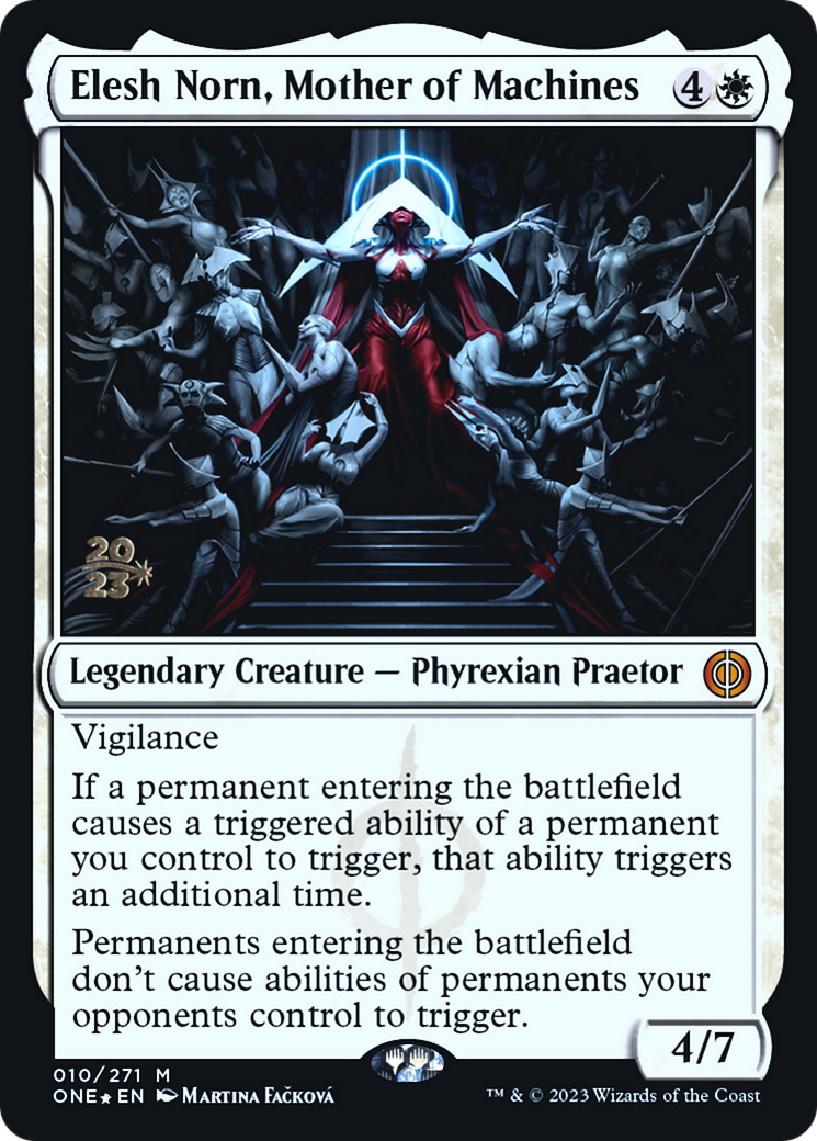 Elesh Norn, Mother of Machines [Phyrexia: All Will Be One Prerelease Promos] | Dragon's Lair Comics and Fantasy Houston TX