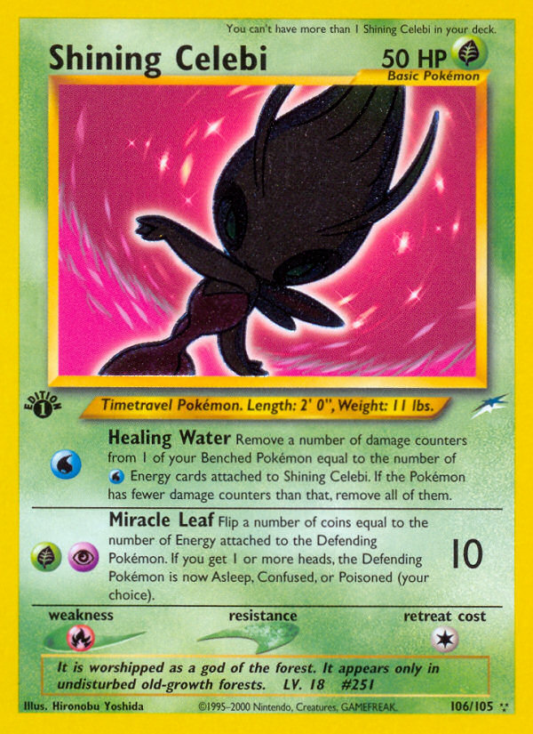 Shining Celebi (106/105) [Neo Destiny 1st Edition] | Dragon's Lair Comics and Fantasy Houston TX